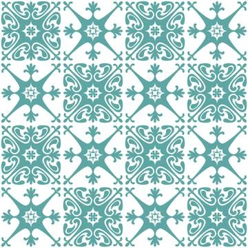 Azulejo seamless pattern ceramic tile design element for kitchen backsplash,  Stock Illustration
