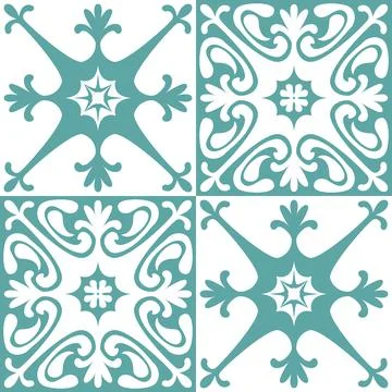 Azulejo seamless pattern ceramic tile design element for kitchen backsplash,  Stock Illustration