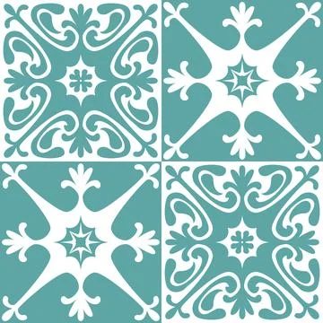 Azulejo seamless pattern ceramic tile design element for kitchen backsplash,  Stock Illustration