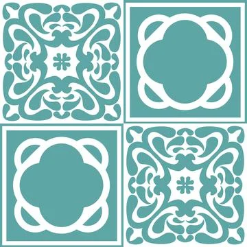 Azulejo seamless pattern stylish trendy ceramic tile design element for kitch Stock Illustration