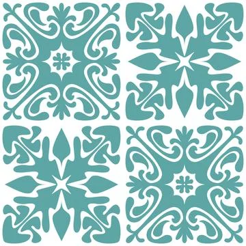 Azulejo seamless pattern stylish trendy ceramic tile design element for kitch Stock Illustration