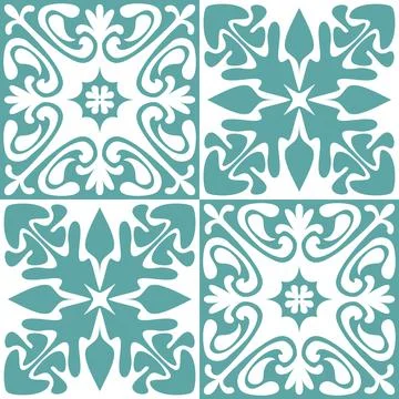 Azulejo seamless pattern stylish trendy ceramic tile design element for kitch Stock Illustration