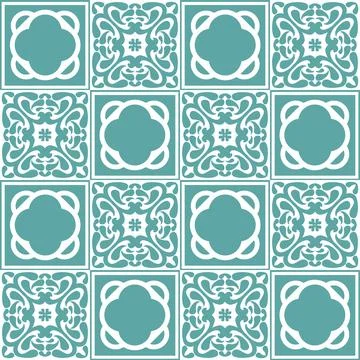 Azulejo seamless pattern stylish trendy ceramic tile design element for kitch Stock Illustration