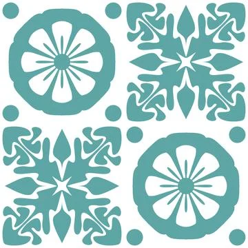 Azulejo seamless pattern stylish trendy ceramic tile design element for kitch Stock Illustration