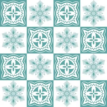 Azulejo seamless pattern stylish trendy ceramic tile design element for kitch Stock Illustration