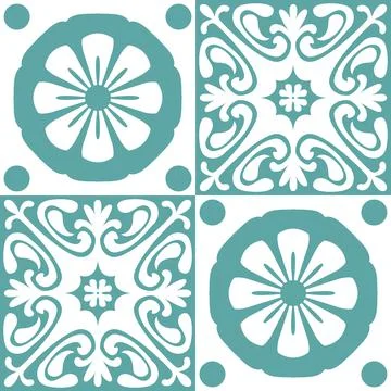Azulejo seamless pattern stylish trendy ceramic tile design element for kitch Stock Illustration