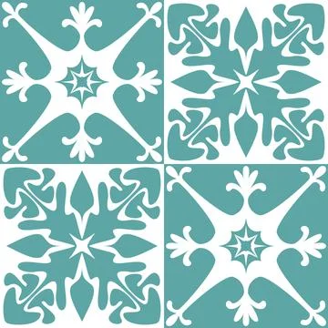 Azulejo seamless pattern stylish trendy ceramic tile design element for kitch Stock Illustration