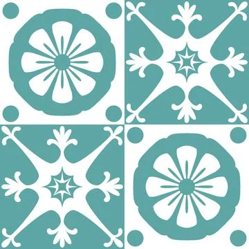 Azulejo seamless pattern stylish trendy ceramic tile design element for kitch Stock Illustration