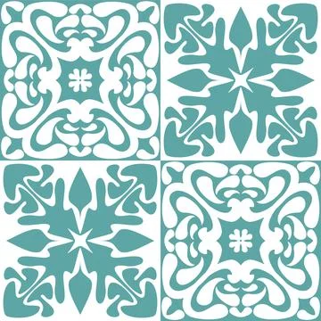 Azulejo seamless pattern stylish trendy ceramic tile design element for kitch Stock Illustration