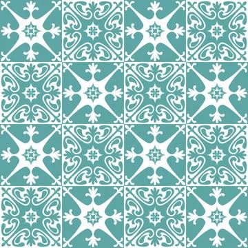 Azulejo seamless pattern stylish trendy ceramic tile design element for kitch Stock Illustration