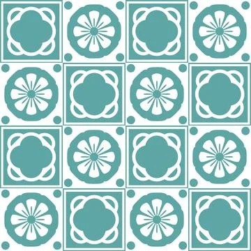 Azulejo seamless pattern stylish trendy ceramic tile design element for kitch Stock Illustration
