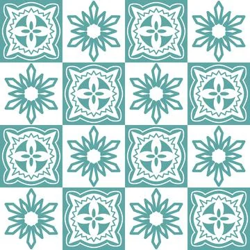 Azulejo seamless pattern stylish trendy ceramic tile design element for kitch Stock Illustration