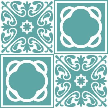 Azulejo seamless pattern stylish trendy ceramic tile design element, vector i Stock Illustration