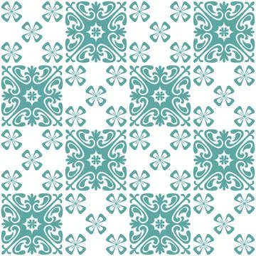 Azulejo seamless pattern stylish trendy ceramic tile design element for kitch Stock Illustration