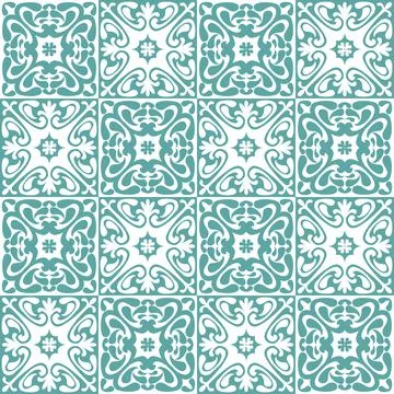 Azulejo seamless pattern stylish trendy ceramic tile design element for kitch Stock Illustration
