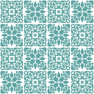 Azulejo seamless pattern stylish trendy ceramic tile design element for kitch Stock Illustration