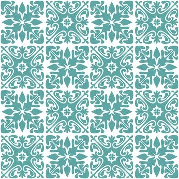 Azulejo seamless pattern stylish trendy ceramic tile design element for kitch Stock Illustration