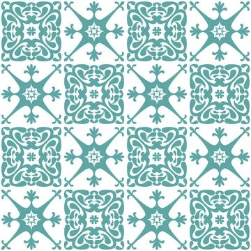 Azulejo seamless pattern stylish trendy ceramic tile design element for kitch Stock Illustration