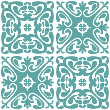 Azulejo seamless pattern stylish trendy ceramic tile design element for kitch Stock Illustration