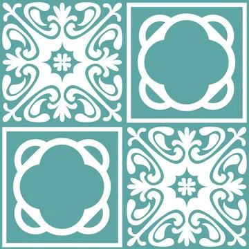Azulejo seamless pattern stylish trendy ceramic tile design element, vector i Stock Illustration