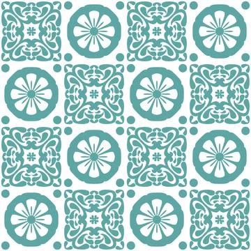 Azulejo seamless pattern stylish trendy ceramic tile design element for kitch Stock Illustration