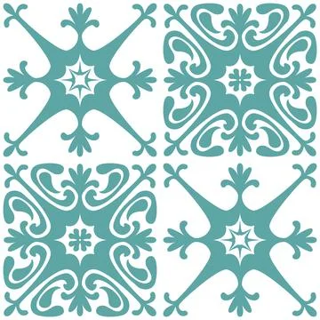 Azulejo seamless pattern stylish trendy ceramic tile design element for kitch Stock Illustration