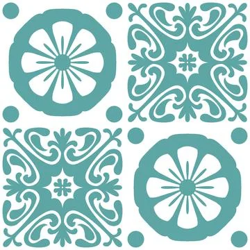 Azulejo seamless pattern stylish trendy ceramic tile design element for kitch Stock Illustration