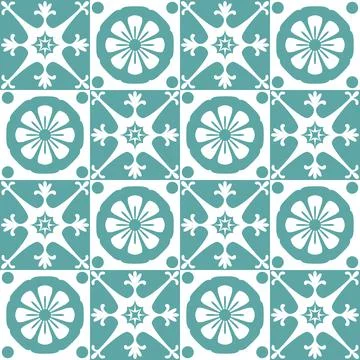 Azulejo seamless pattern stylish trendy ceramic tile design element for kitch Stock Illustration
