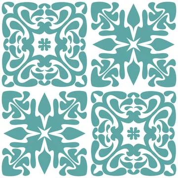 Azulejo seamless pattern stylish trendy ceramic tile design element for kitch Stock Illustration