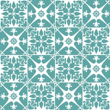 Azulejo seamless pattern stylish trendy ceramic tile design element for kitch Stock Illustration