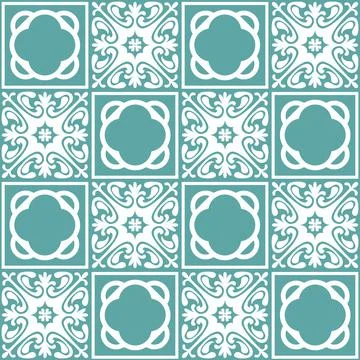 Azulejo seamless pattern stylish trendy ceramic tile design element for kitch Stock Illustration