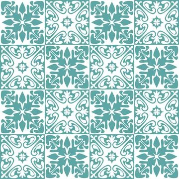 Azulejo seamless pattern stylish trendy ceramic tile design element for kitch Stock Illustration