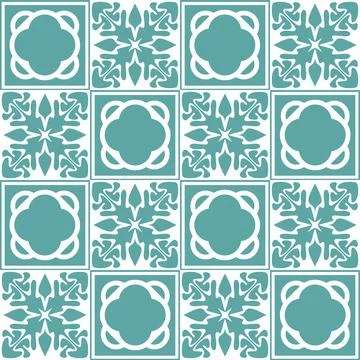 Azulejo seamless pattern stylish trendy ceramic tile design element for kitch Stock Illustration