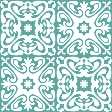 Azulejo seamless pattern stylish trendy ceramic tile design element for kitch Stock Illustration