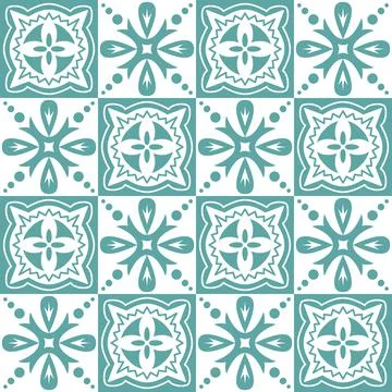Azulejo seamless pattern stylish trendy ceramic tile design element for kitch Stock Illustration
