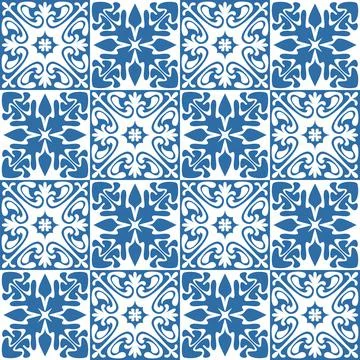 Azulejo spanish tile for kitchen backsplash design, retro geometric vector il Stock Illustration