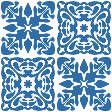Azulejo square ceramic spanish tile for kitchen backsplash design, retro geom Stock-Illustration