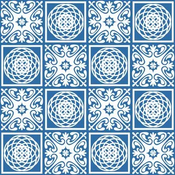 Azulejo square ceramic spanish tile for kitchen backsplash design vector illu Illustrazione stock