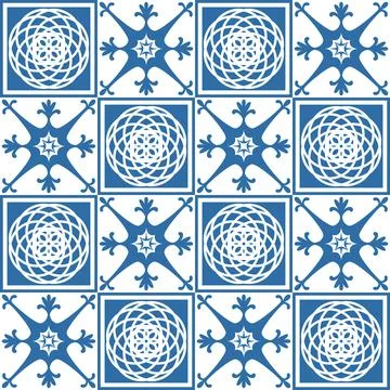 Azulejo square ceramic spanish tile, retro geometric vector illustration Ilustración de archivo