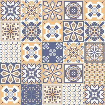 Azulejo Style Decorative Ceramic Tile Blue Purple Beige White Pastel Color Tr Ilustración de archivo