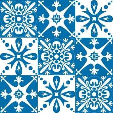 Azulejo tile seamless pattern for decor, vector illustration traditional span Stock Illustration