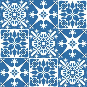 Azulejo tile seamless pattern for decor, illustration traditional portuguese  Ilustración de archivo