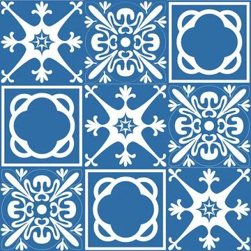 Azulejo tile seamless pattern for decor, illustration traditional portuguese  Illustrazione stock