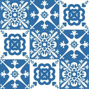 Azulejo tile seamless pattern for decor, vector illustration traditional span Illustrazione stock