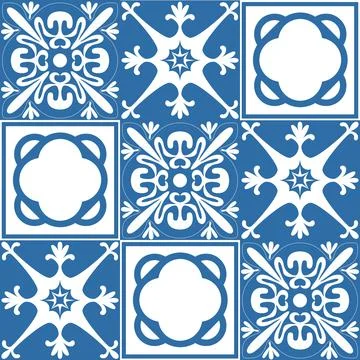 Azulejo tile seamless pattern for decor, vector illustration traditional span イラスト素材