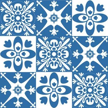 Azulejo tile seamless pattern for decor, vector illustration traditional span Ilustración de archivo