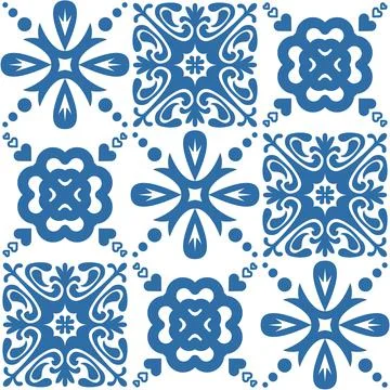 Azulejo tile seamless pattern for decor, vector illustration traditional span Ilustración de archivo
