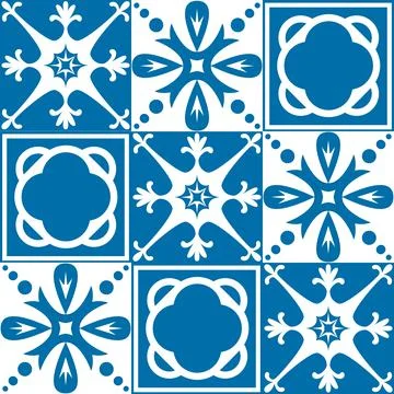 Azulejo tile seamless pattern, vector illustration traditional spanish portug Stock Illustration