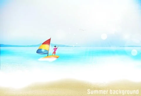 Azure beach ocean Stock Illustration