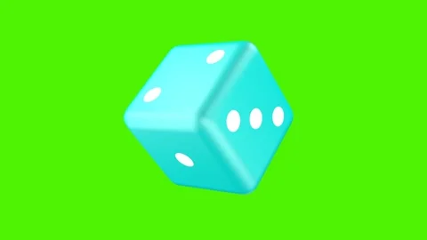 Azure blue game dice rotates 360 degrees in a seamless loop 스톡 동영상 329555084
